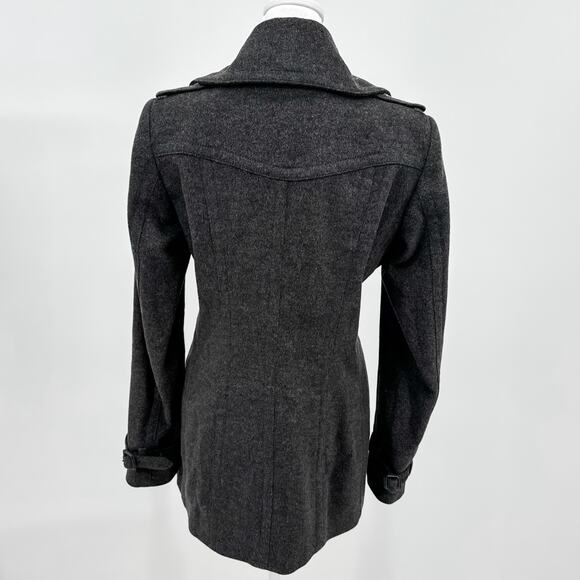 Burberry Coat Wool Pea Cashmere Grey Winter Plaid Ladies Jacket Check 8 - Picture 2 of 12
